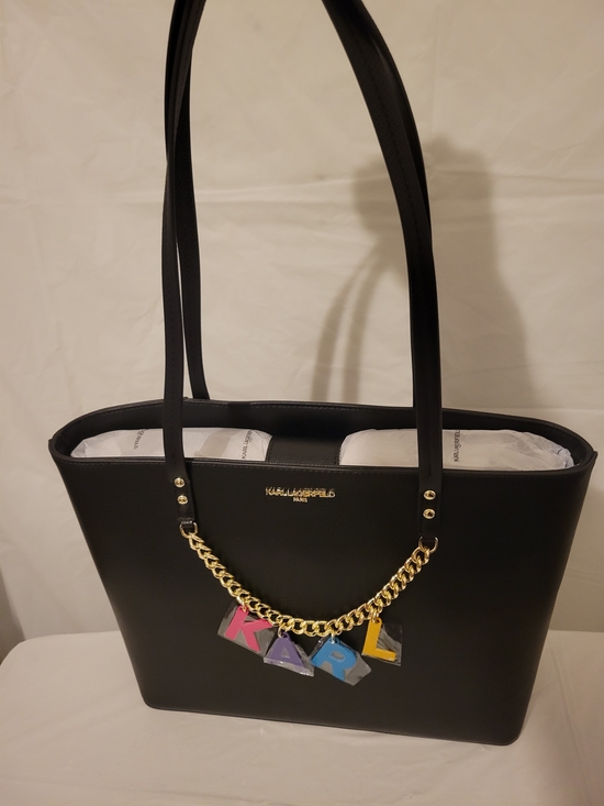 Karl Lagerfeld Handbags - Karl Lagerfeld Black Tote Bag with Colorful KARL Charm